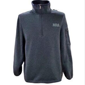 NRA quarter zip sweatshirt men's XL charcoal gray heathered and black embroidery